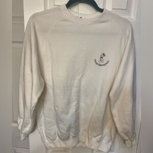 Disney Disneyland White crew neck Sweatshirt Embroider Mickey lWomen Sz L Tokyo